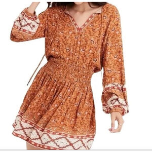 American Eagle Bohemian Terracotta Floral Mini Dress Size XL